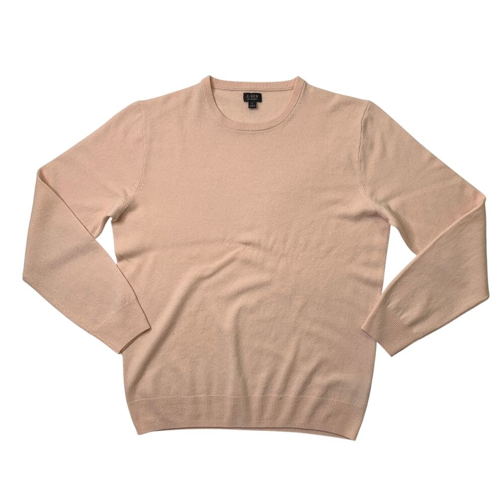 J Crew Sweater Mens L Large Light Peach Cashmere Crew Neck Knitted Pullover